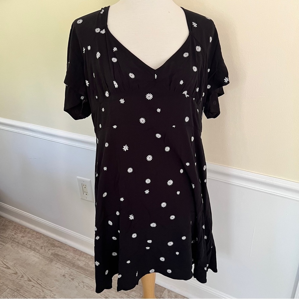 Abound Womens Dress Black Daisy Sweetheart Flowy Casual Mini Skater Size XL NWT!